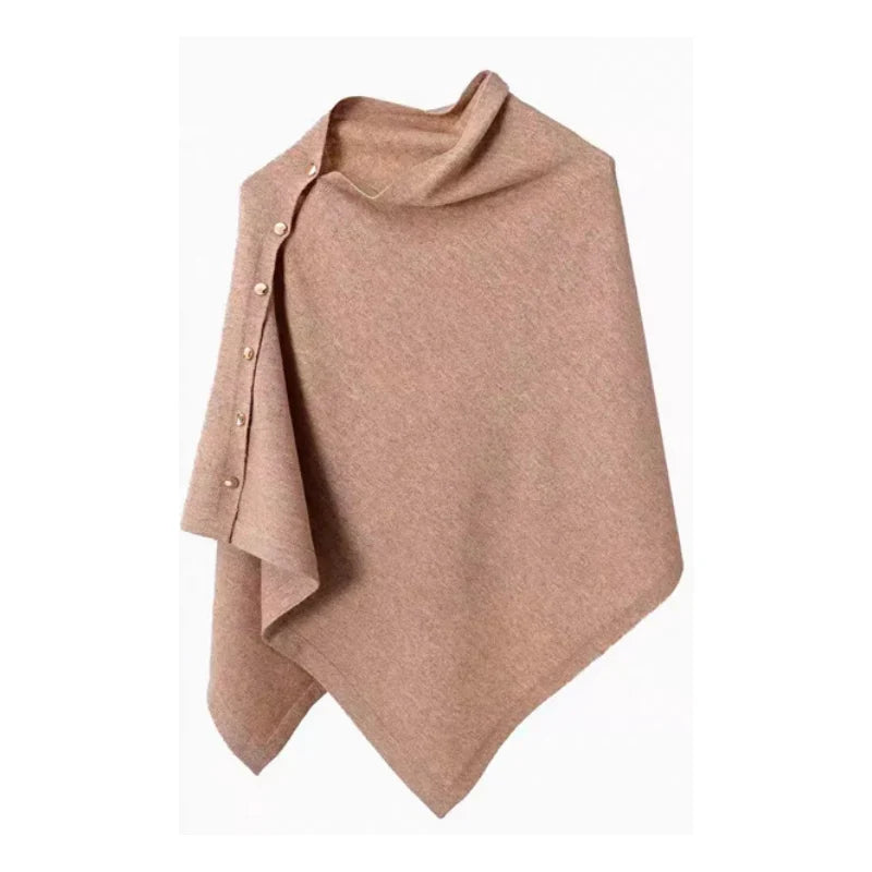 Women's Asymmetric Side Button Poncho