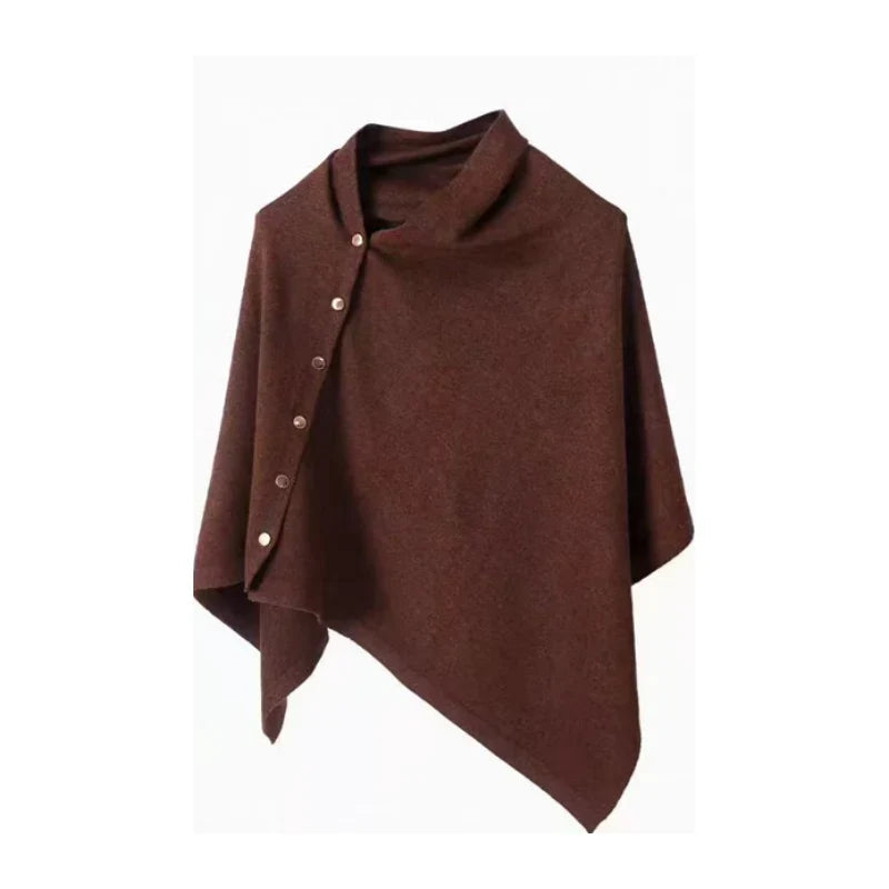 Women's Asymmetric Side Button Poncho