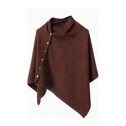 Women's Asymmetric Side Button Poncho