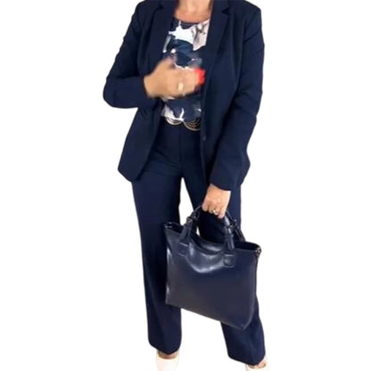 Women's Floral Blouse Three Piece Suit Set