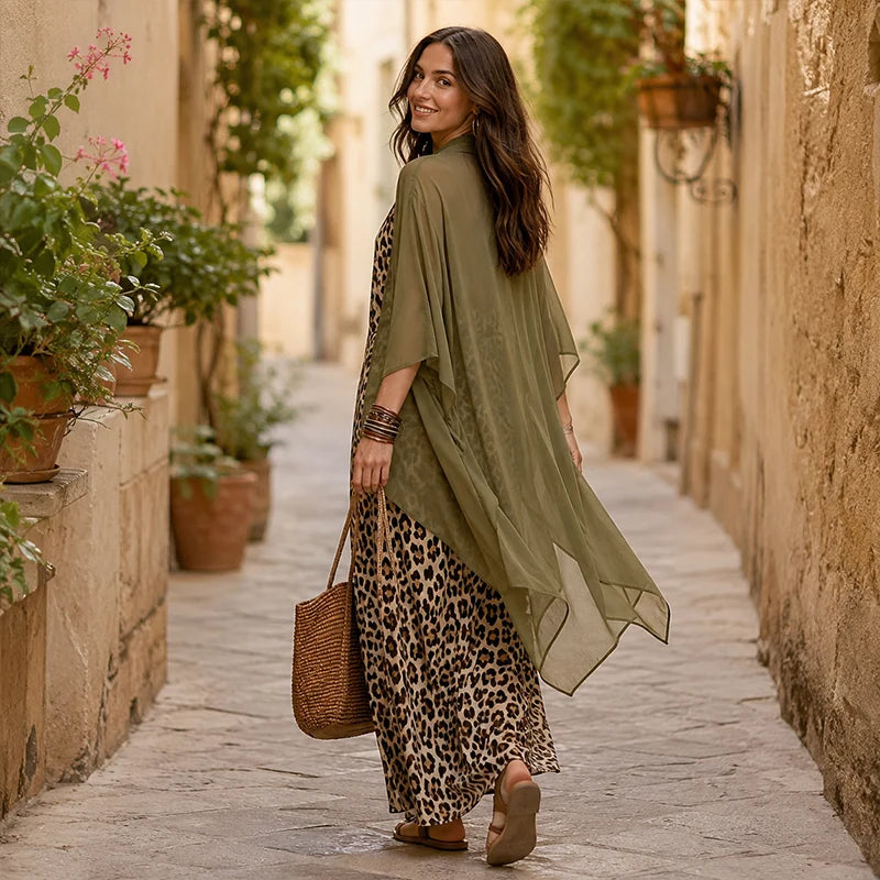 Women's Flowing Maxi Dress & Cover Up Set