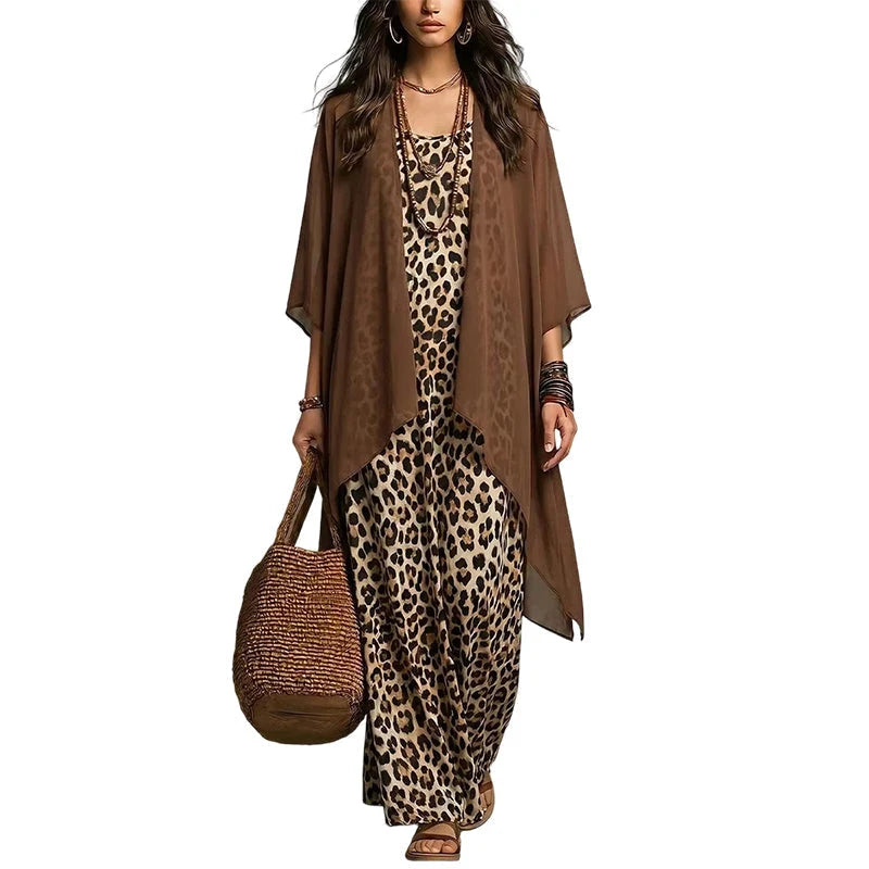Women's Flowing Maxi Dress & Cover Up Set