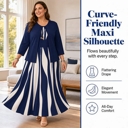 Women's Geometric Maxi Dress & Longline Layer Set