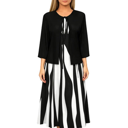 Women's Geometric Maxi Dress & Longline Layer Set