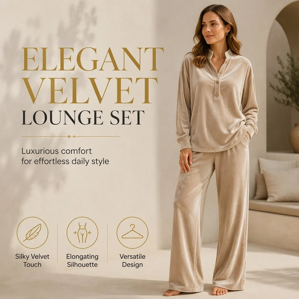 Women's Velour Button-Up Wide Leg Set