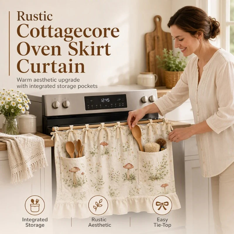 Rustic Kitchen Oven Skirt with Pockets