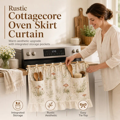 Rustic Kitchen Oven Skirt with Pockets
