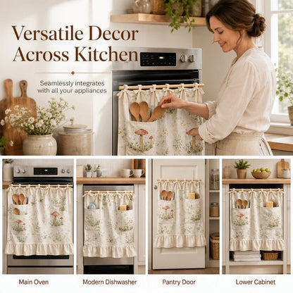 Rustic Kitchen Oven Skirt with Pockets