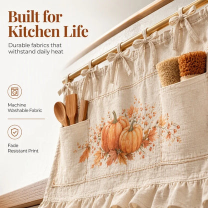 Rustic Kitchen Oven Skirt with Pockets