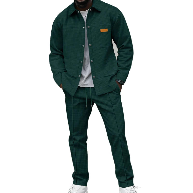 Men's Textured Overshirt & Trousers Set