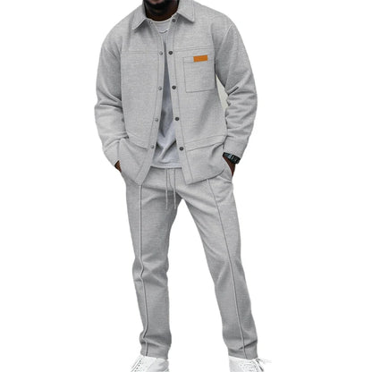 Men's Textured Overshirt & Trousers Set