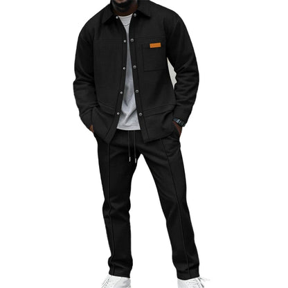 Men's Textured Overshirt & Trousers Set