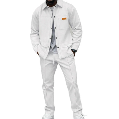 Men's Textured Overshirt & Trousers Set
