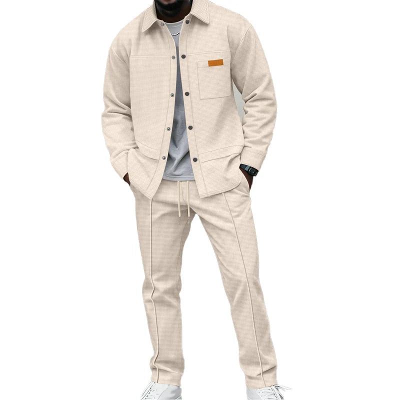 Men's Textured Overshirt & Trousers Set