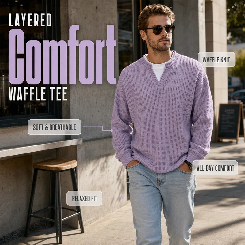 Men's Layered Waffle Long Sleeve Top