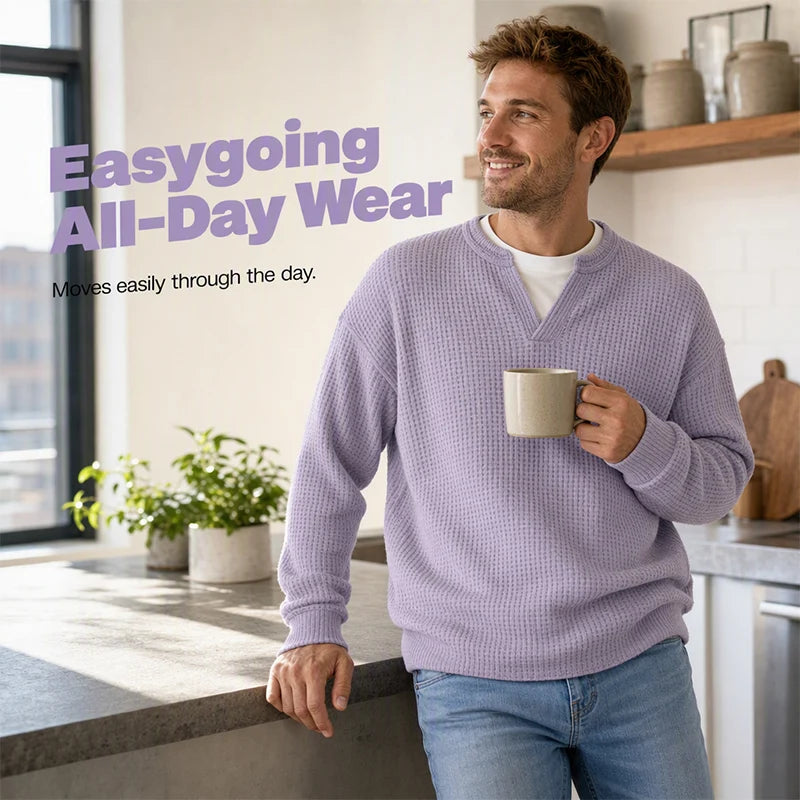 Men's Layered Waffle Long Sleeve Top