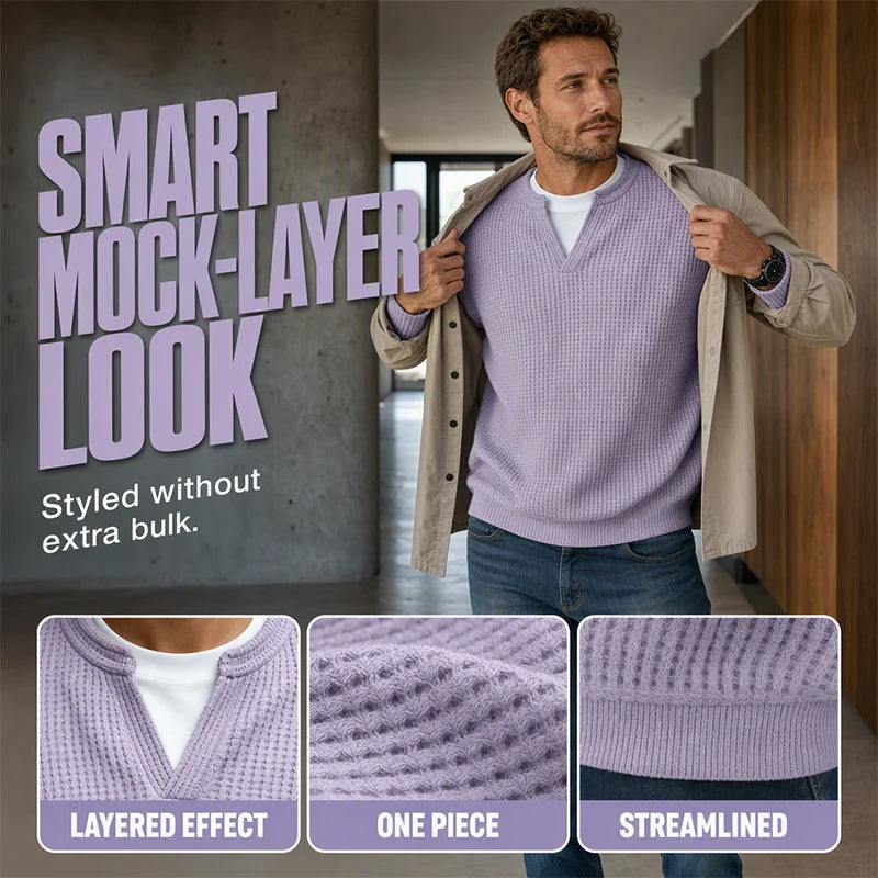 Men's Layered Waffle Long Sleeve Top