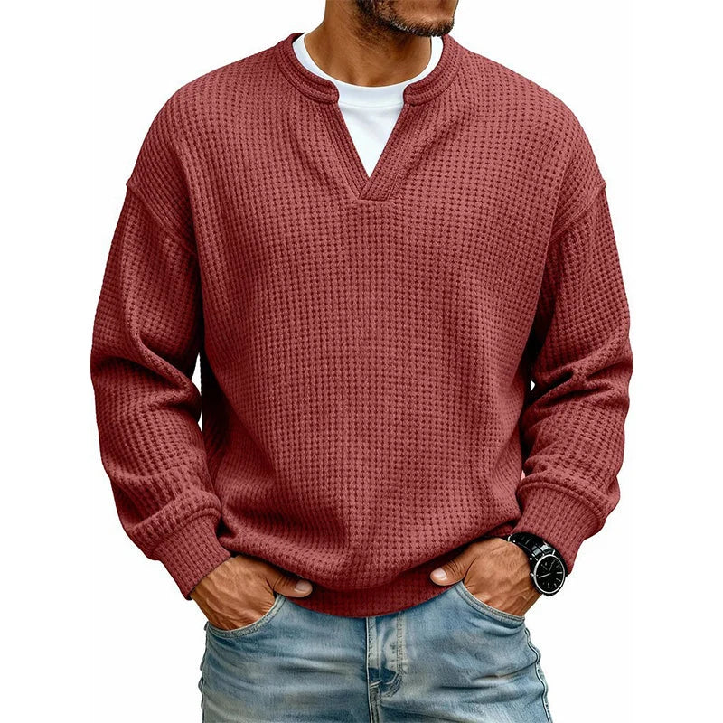 Men's Layered Waffle Long Sleeve Top