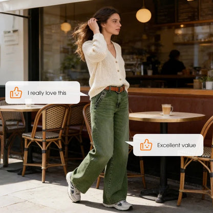 Women's Button Pocket Wide Leg Jeans