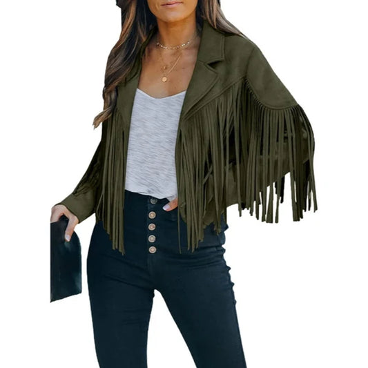 Women's Western Fringe Cropped Jacket