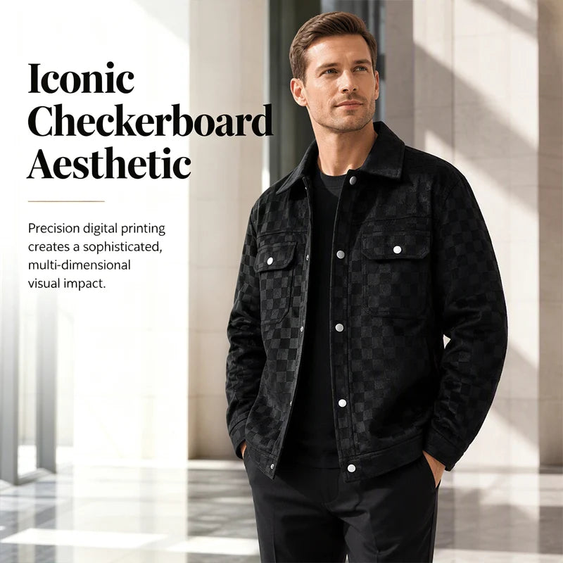 Men's Checkerboard Suede Look Jacket