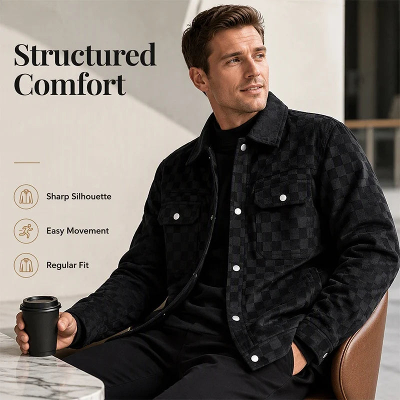 Men's Checkerboard Suede Look Jacket