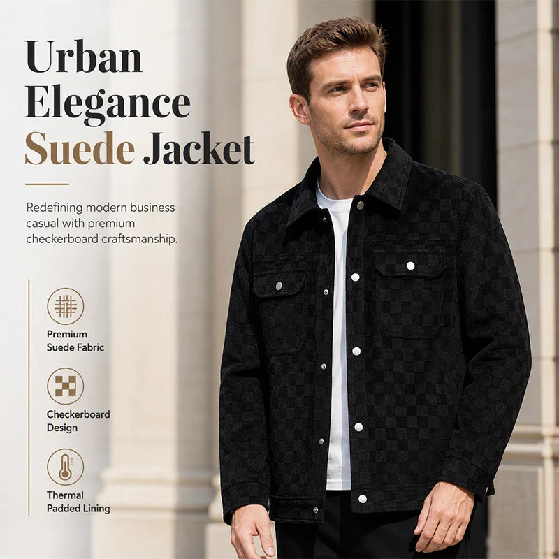 Men's Checkerboard Suede Look Jacket