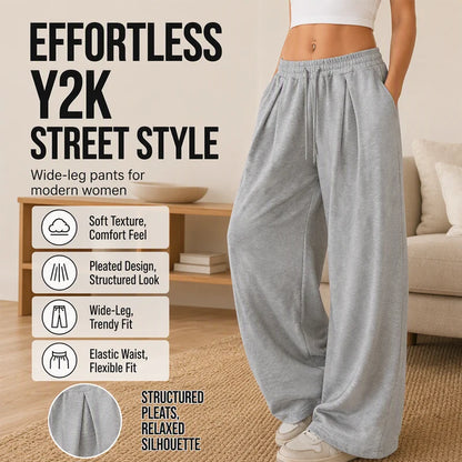 Women's Pleated Wide Leg Casual Trousers
