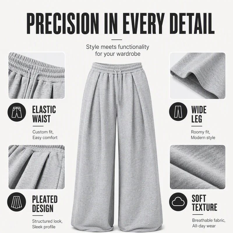 Women's Pleated Wide Leg Casual Trousers