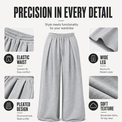 Women's Pleated Wide Leg Casual Trousers
