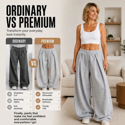 Women's Pleated Wide Leg Casual Trousers