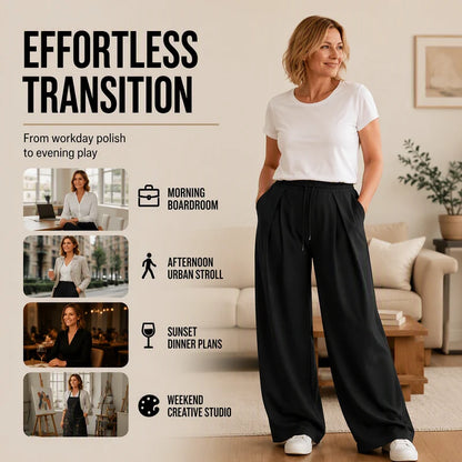 Women's Pleated Wide Leg Casual Trousers