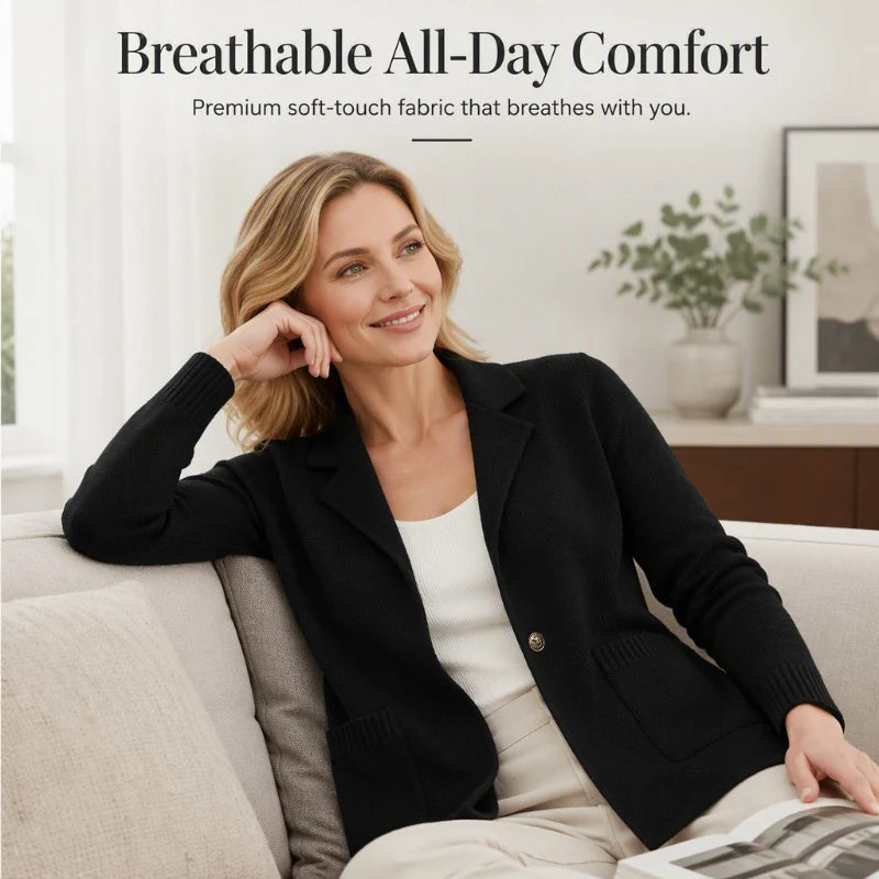 Women's Open Front Knit Lapel Cardigan