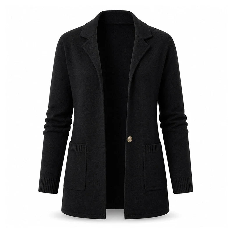 Women's Open Front Knit Lapel Cardigan