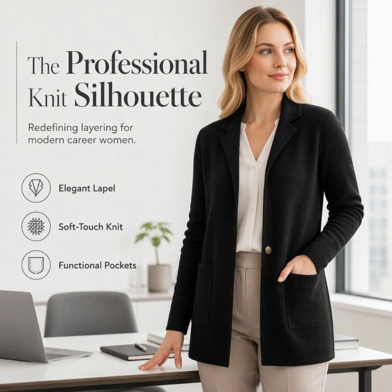 Women's Open Front Knit Lapel Cardigan