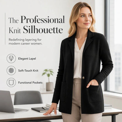 Women's Open Front Knit Lapel Cardigan