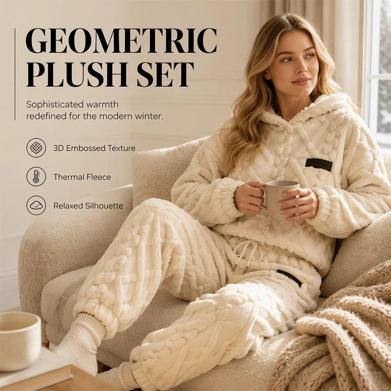 Women's Embossed Plush Two Piece Lounge Set