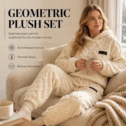 Women's Embossed Plush Two Piece Lounge Set