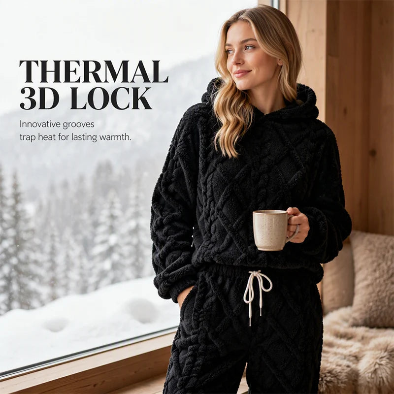 Women's Embossed Plush Two Piece Lounge Set