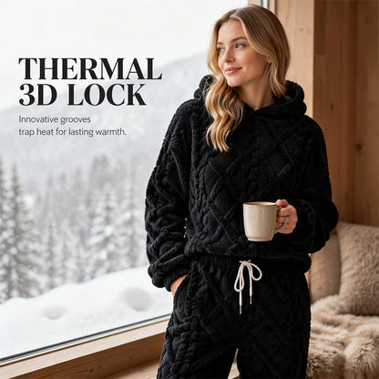Women's Embossed Plush Two Piece Lounge Set
