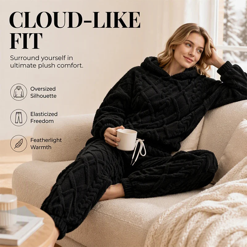 Women's Embossed Plush Two Piece Lounge Set