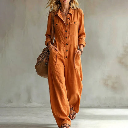 Women's Wide Leg Cargo Jumpsuit