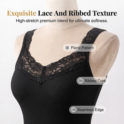 Women's Lace Trim Ribbed Tank Top