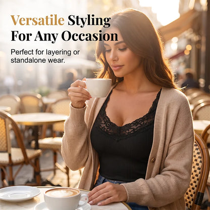 Women's Lace Trim Ribbed Tank Top