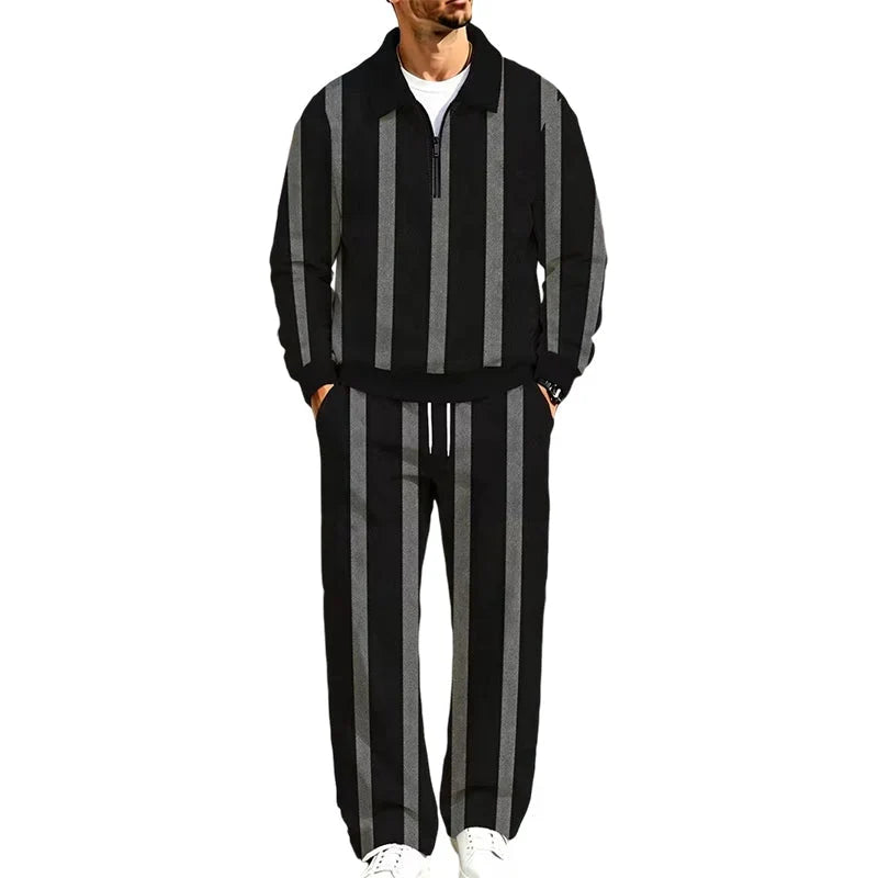 Men's Printed Half Zip Tracksuit Set
