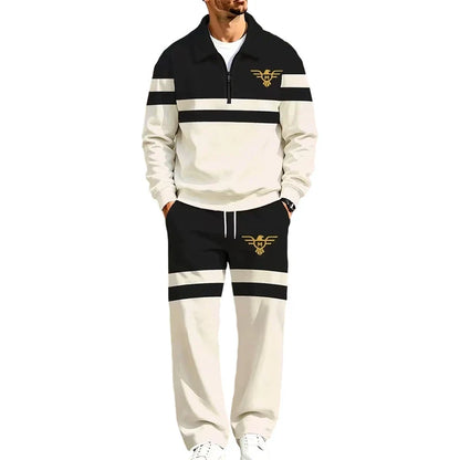 Men's Printed Half Zip Tracksuit Set