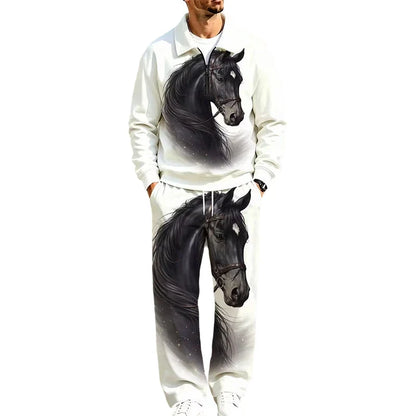 Men's Printed Half Zip Tracksuit Set
