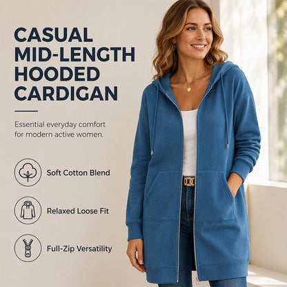 Women's Mid Length Hooded Cardigan Jacket