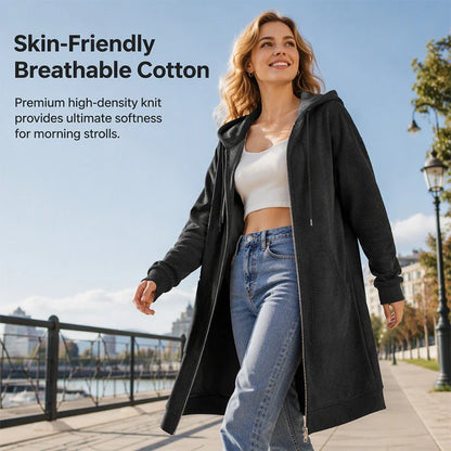 Women's Mid Length Hooded Cardigan Jacket