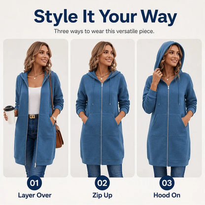 Women's Mid Length Hooded Cardigan Jacket